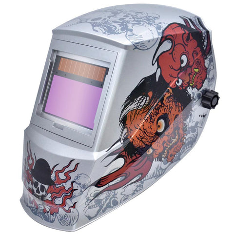 Solar Power Auto Darkening Welding Helmet with Large Viewing Size 3.86 in. x 2.09 in. Great for MMA, MIG, TIG